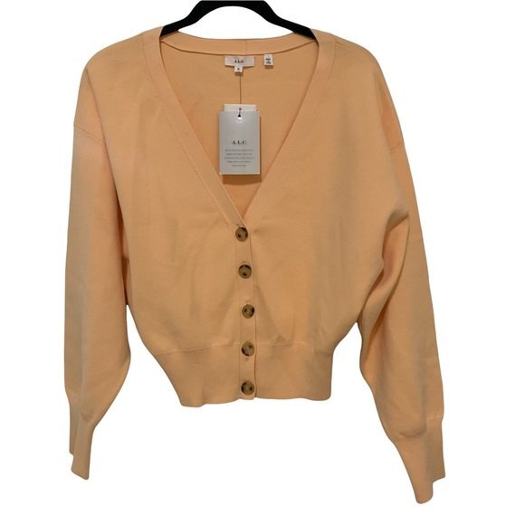 A.L.C. Peter ll Cropped Cardigan Light Orange Button Front Stretch M - Picture 6 of 7